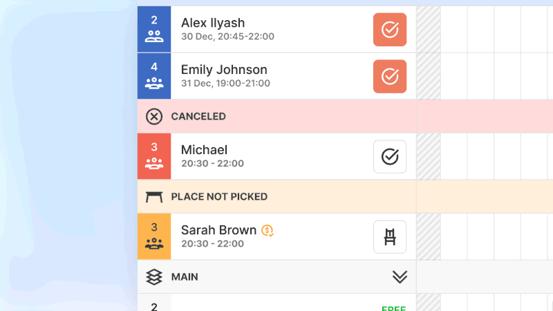 Interactive calendar for managing reservations - ChoiceQR
