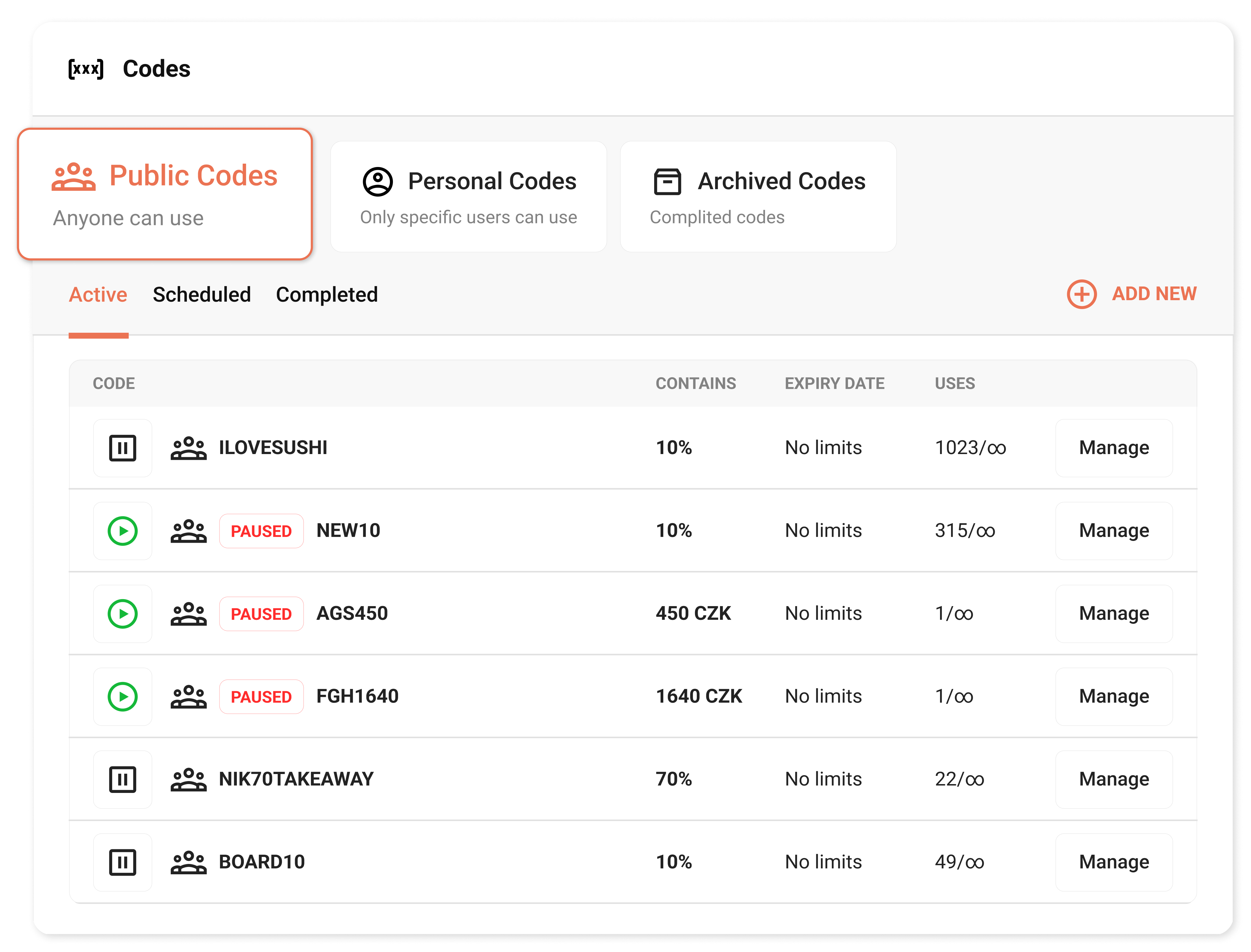 Promo Codes - ChoiceQR