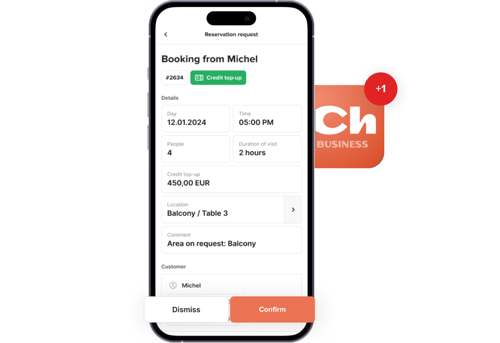 Restaurant confirms the reservation  - ChoiceQR