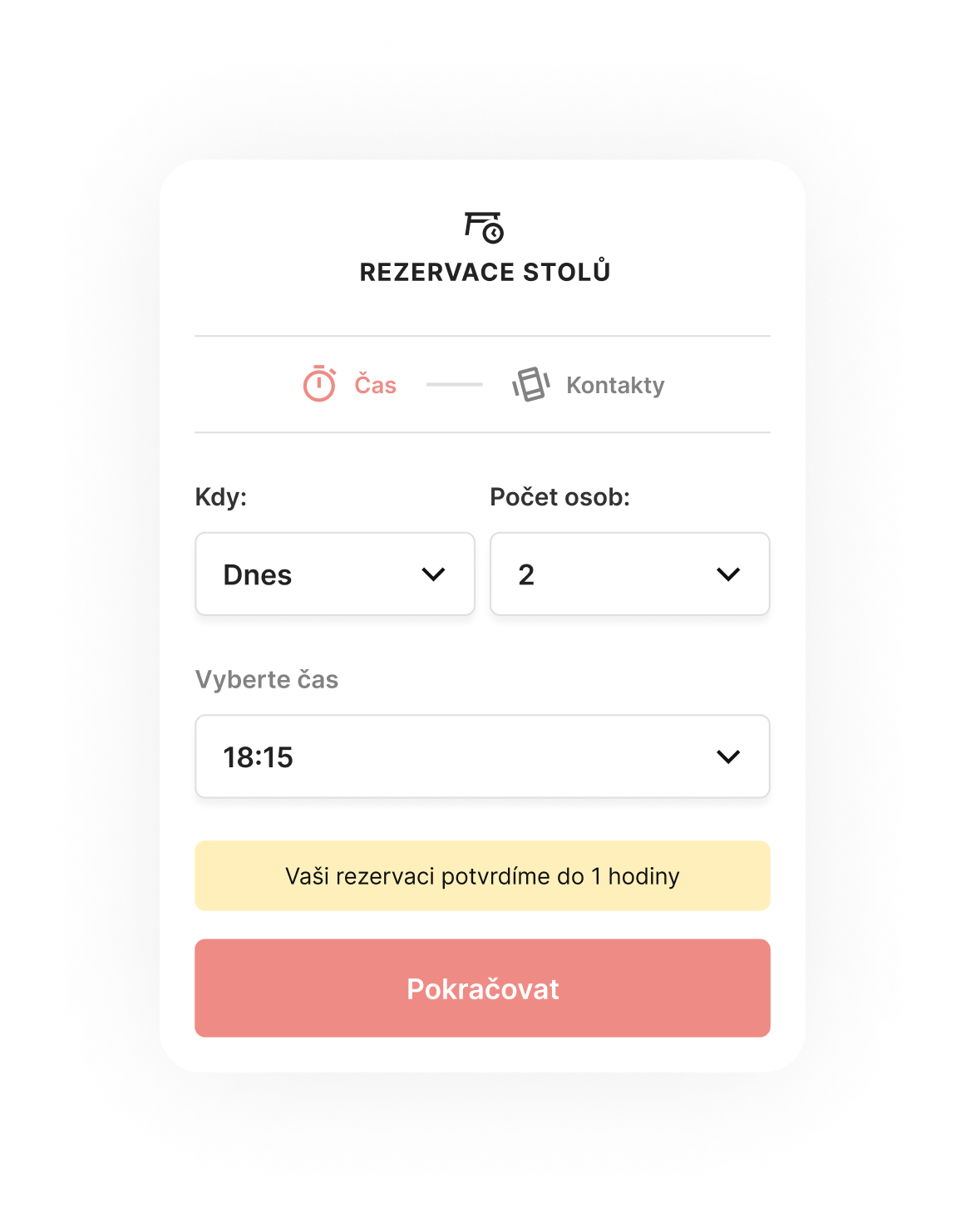 Restaurace potvrdí rezervaci - Choice – Chytré nástroje pro moderní restaurace