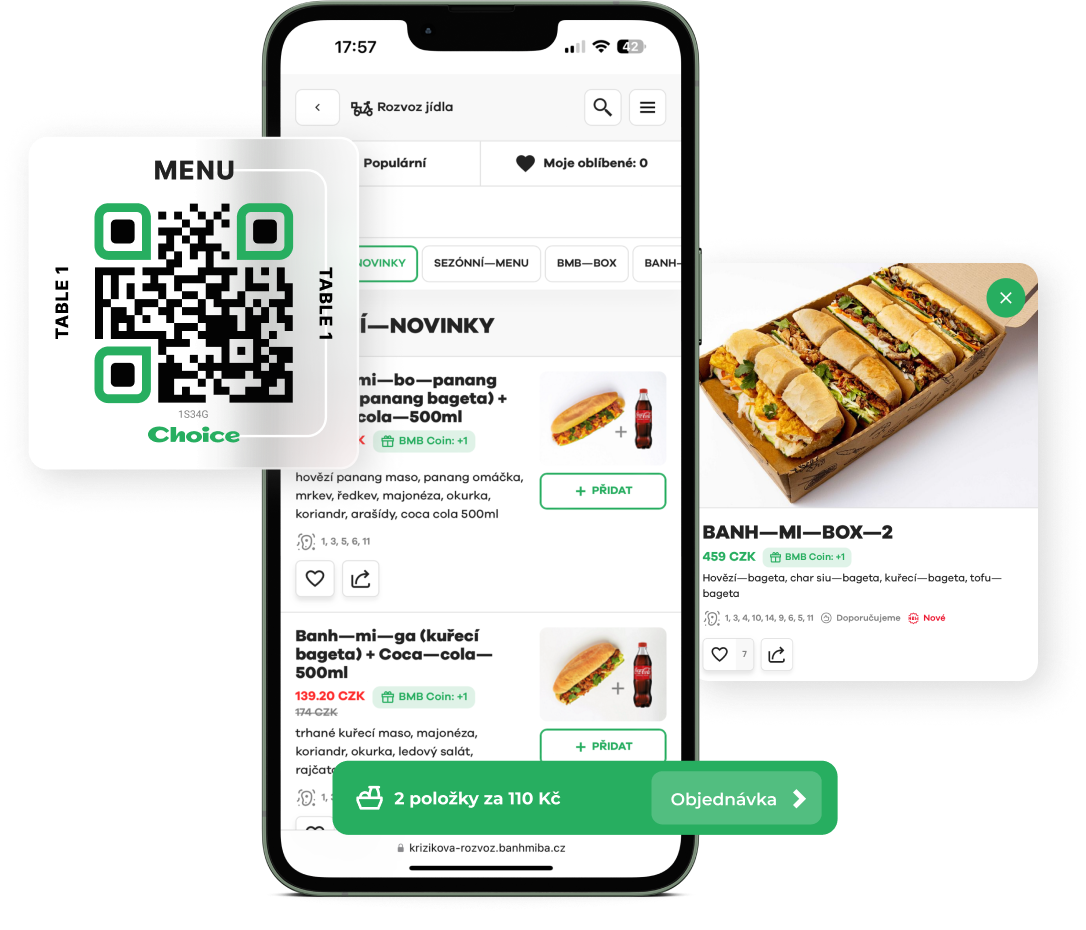 Stylové a prodejní online menu s 30% konverzí - Choice – Chytré nástroje pro moderní restaurace