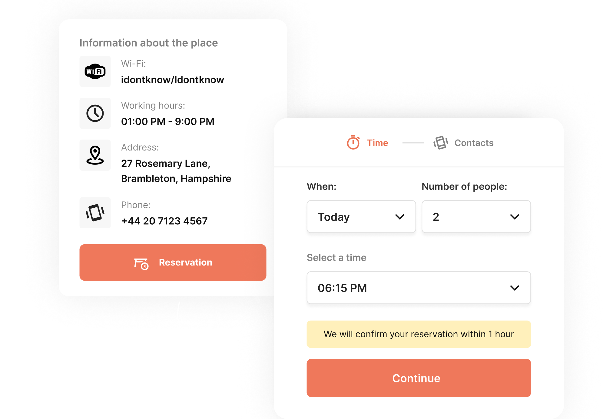 Restaurant confirms the reservation  - ChoiceQR