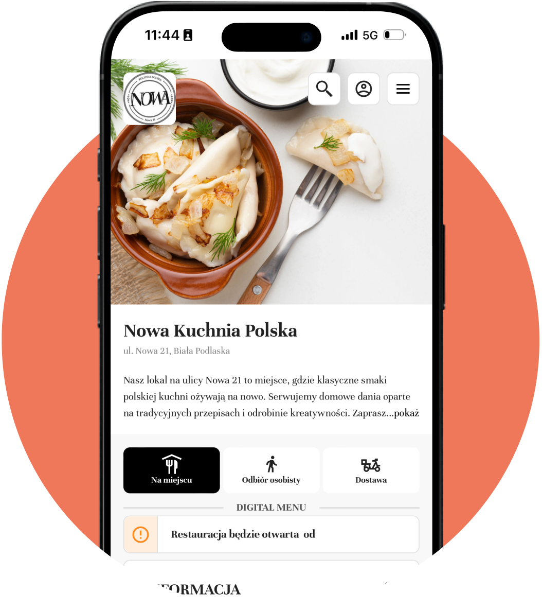 Strona internetowa dla restauracji - ChoiceQR