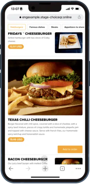Stilvolles Online-Menü für den Verkauf mit 30% Umsatz - ChoiceQR