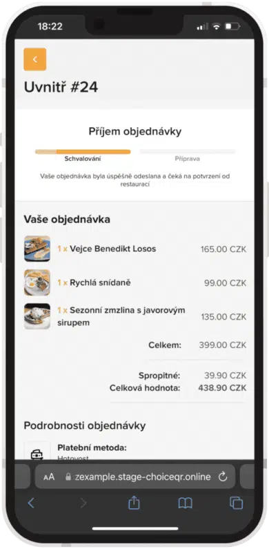 Status objednávky - Choice – Chytré nástroje pro moderní restaurace